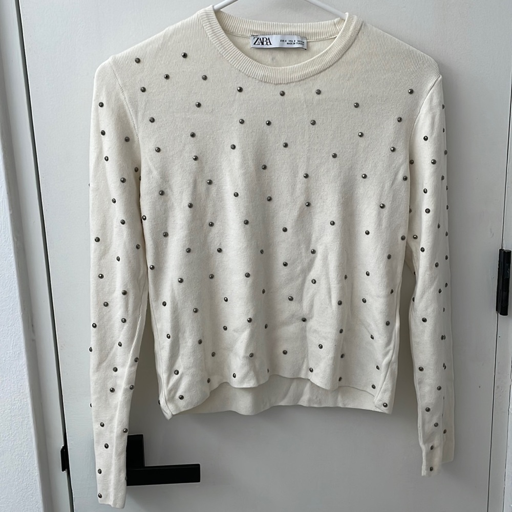Zara Studded Long Sleeve Top S